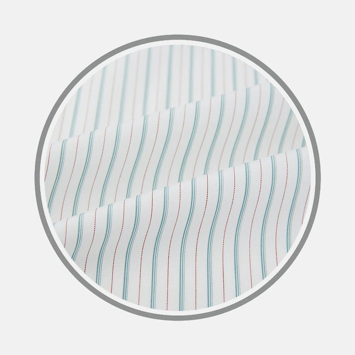 Turqoise And Red Ticking Stripe Fabric