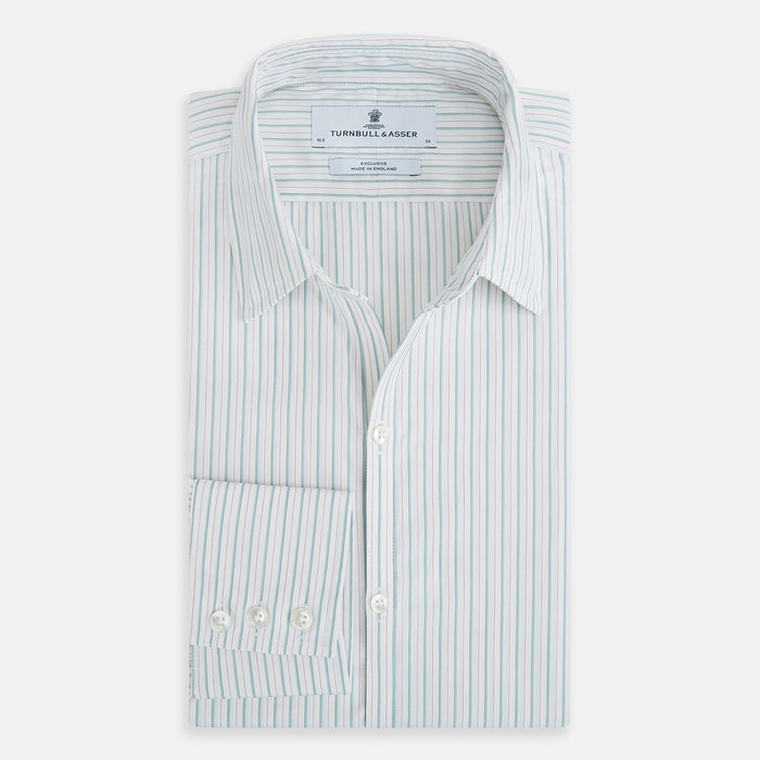 Turquoise and Red Ticking Stripe Windsor Shirt Image 4