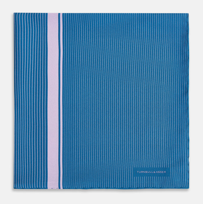 Blue and Lilac Stripe Silk Pocket Square Image 2