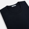 View 2 of product A plain navy long-sleeve crewneck by Turnbull & Asser is displayed on a white background, featuring a simple, classic design with no visible logos or patterns.
