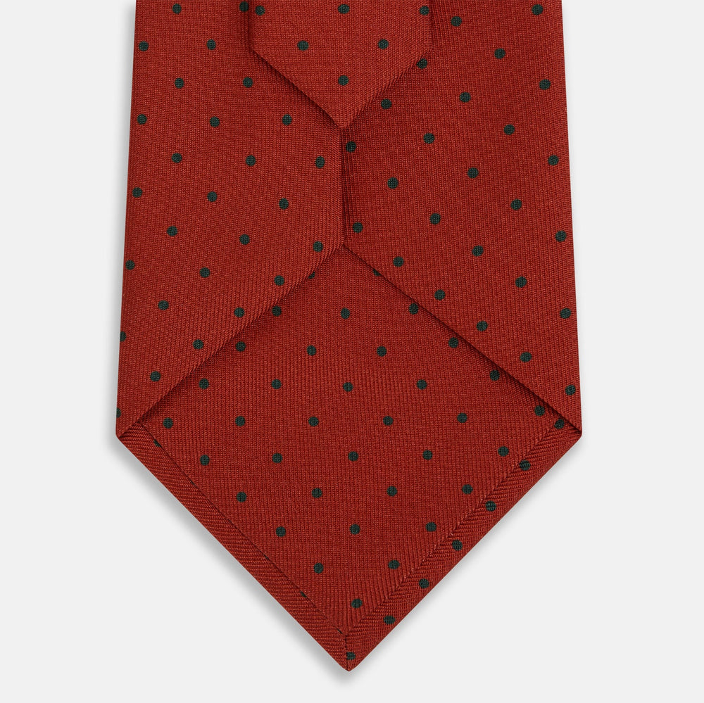 Red and Navy Polka Dot Silk Tie
