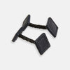 View 1 of product Navy Leather Cufflinks by Turnbull & Asser—Italian leather with square ends and braided stems, shown on a white background—a refined addition to men's accessories.