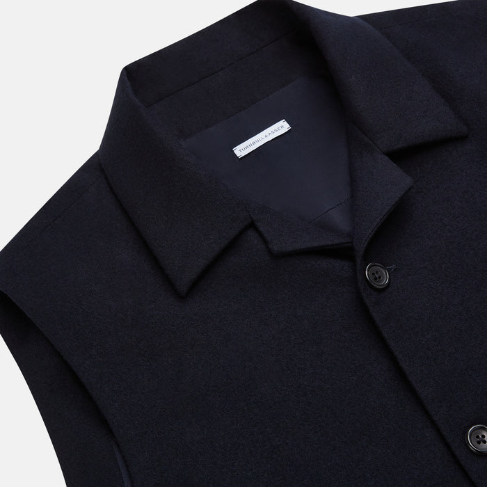 Navy Collared Single-breasted Waistcoat Image 1