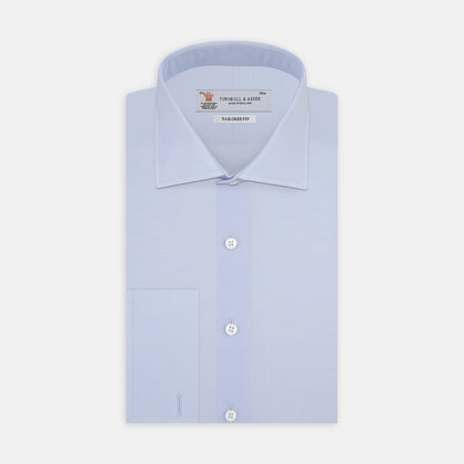 Tailored Fit Two-Fold 120 Light Blue Cotton Shirt with Kent Collar and Double Cuffs