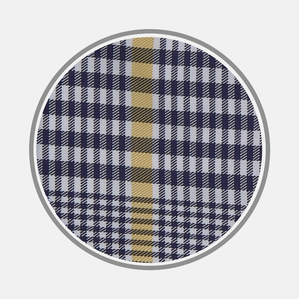 Navy and Yellow Prince of Wales Wide Check Cotton Fabric