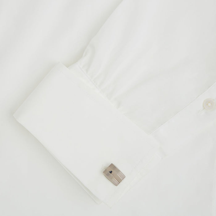 Silver Striped Rectangular Cufflinks Image 2