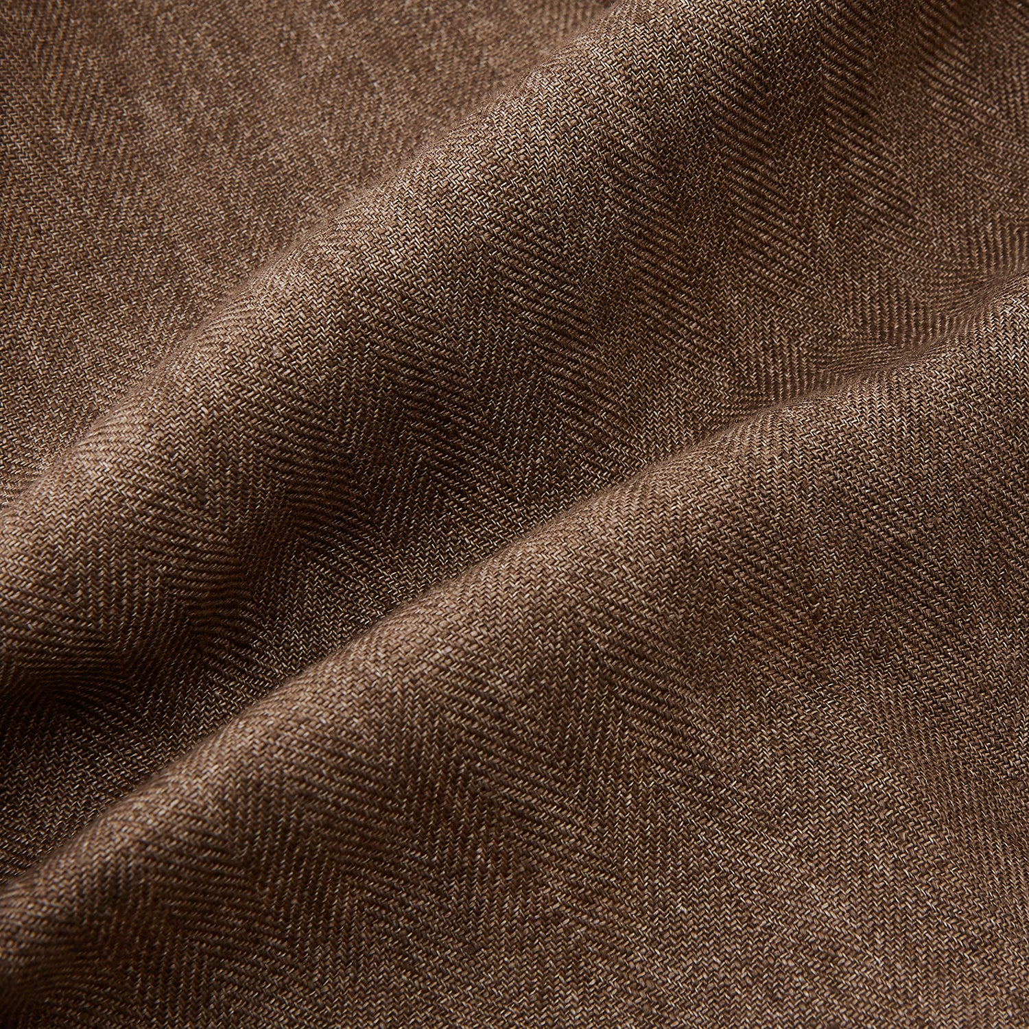 View 7 of product The Turnbull & Asser Pine Cone Linen Herringbone Miles Trousers feature a relaxed fit, elasticated waistband, and drawstring tie, shown against a plain white background.