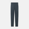 View 1 of product A pair of Forest Green Striped Edmund trousers by Turnbull & Asser, featuring a button and zip closure, belt loops, and a tailored straight-leg fit, shown against a plain white background.