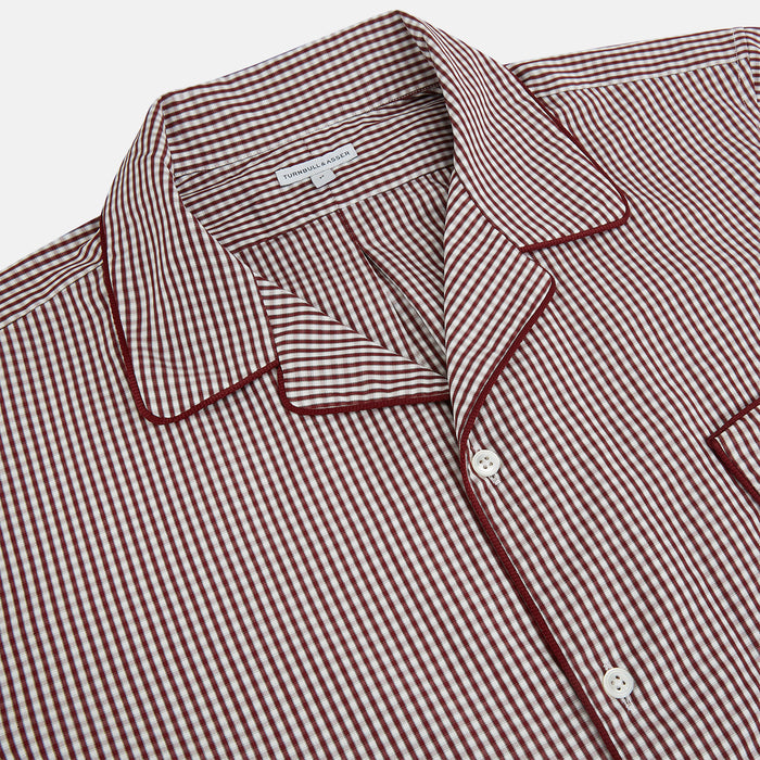 Burgundy Micro Check Winston Long Nightshirt Image 1