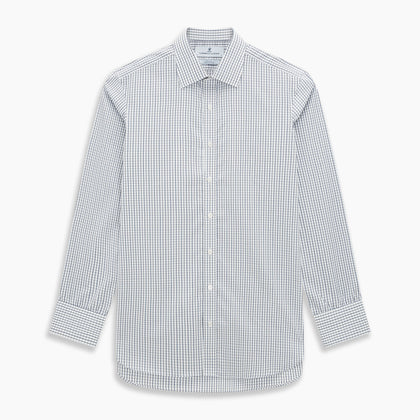 Blue and Coffee Tattersall Check Mayfair Shirt Image 6