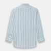 View 3 of product The Turnbull & Asser Burgundy Combination Check Mayfair Shirt is a long-sleeve button-up dress shirt with a check pattern, ideal for formal wear and shown on a plain white background.