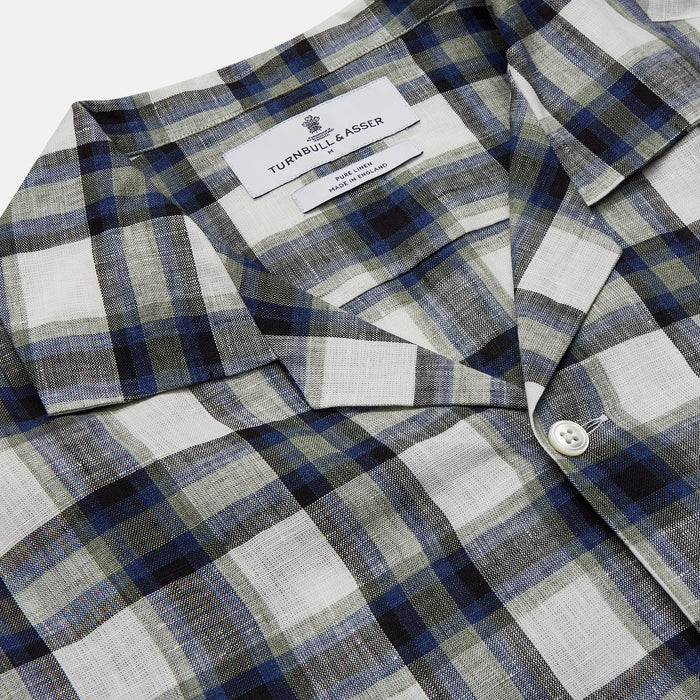 Green Multi Check Linen Holiday Fit Winnington Shirt Image 3