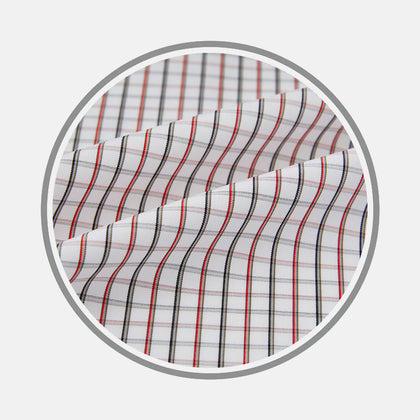 Red and Midnight Blue Tattersall Check Fabric