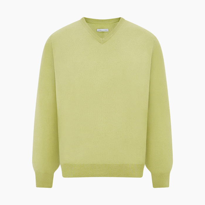 Melon Green Cashmere V-Neck Jumper Image 4