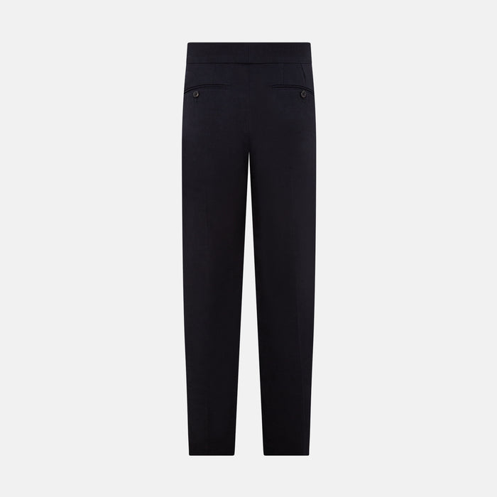 Navy Linen Blend Henry Trousers Image 2