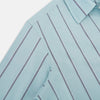 View 6 of product The Light Sage Track Stripe Westminster Shirt by Turnbull & Asser features a Turnbull collar, long sleeves, and vertical track stripes, shown on a white background.