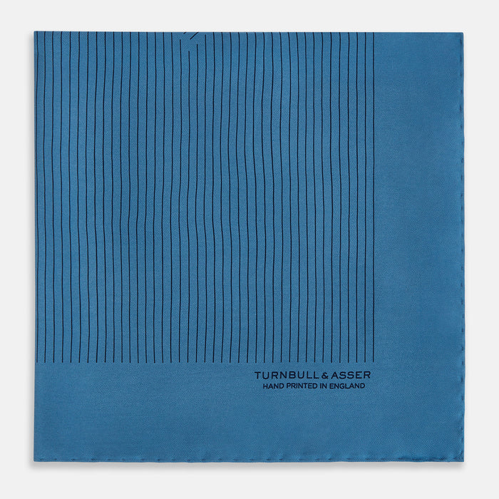 Blue Stripe Silk Pocket Square Image 3