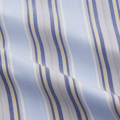 Pale Blue and Yellow Stripe Cotton Regular Fit Mayfair Shirt Image 3