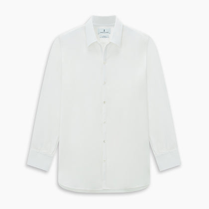 PLAIN WHITE WINDSOR SHIRT WITH TURNBULL OPEN COLLAR AND 3-BUTTON CUFFS Image 8