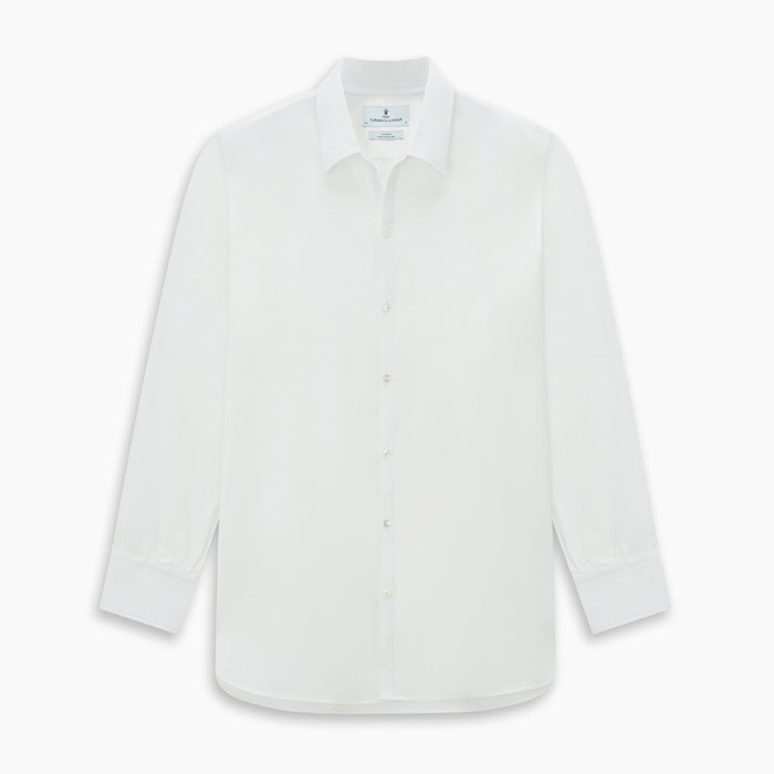 PLAIN WHITE WINDSOR SHIRT WITH TURNBULL OPEN COLLAR AND 3-BUTTON CUFFS Image 8