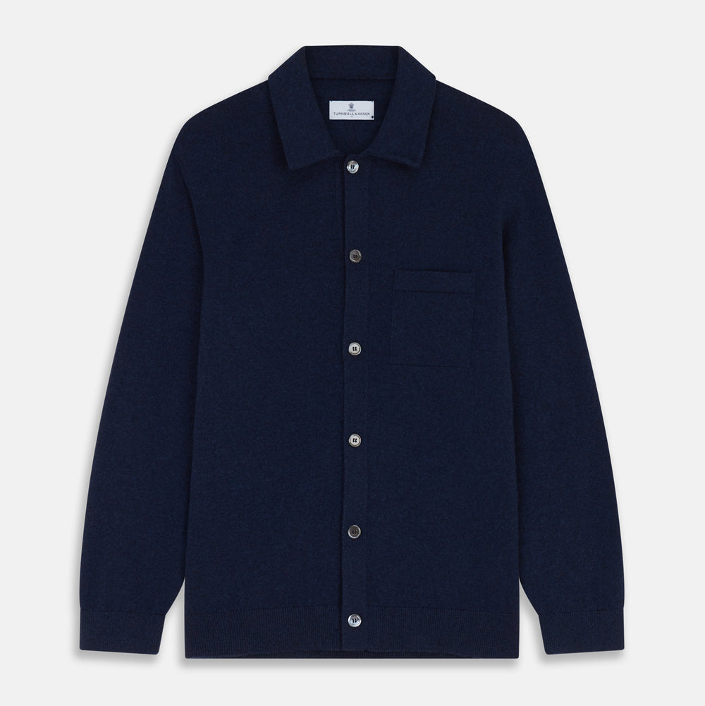 Navy Cashmere Duncan Knitted Shirt