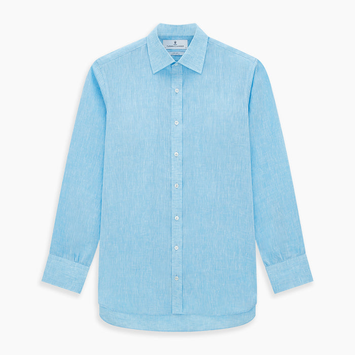 Turquoise Linen Mayfair Shirt Image 6