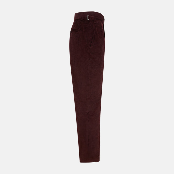 Burgundy Corduroy Henry Trousers Image 3