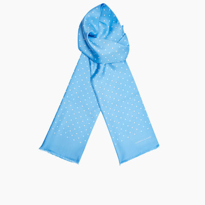 Azure and White Spotted Silk Scarf Image 2