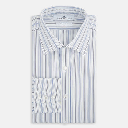 Navy and Blue Multi Stripe Mayfair Shirt Image 4