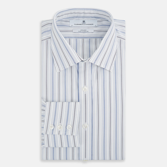 Navy and Blue Multi Stripe Mayfair Shirt Image 4
