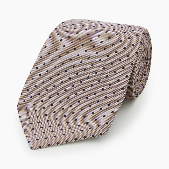 Navy and Lilac Micro Dot Silk Tie Image 4