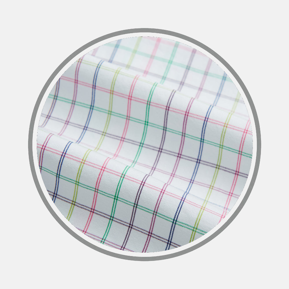 MULTICOLOURED DOUBLE GRID CHECK FABRIC
