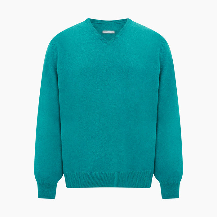 Turquoise Cashmere V-neck Jumper Image 4