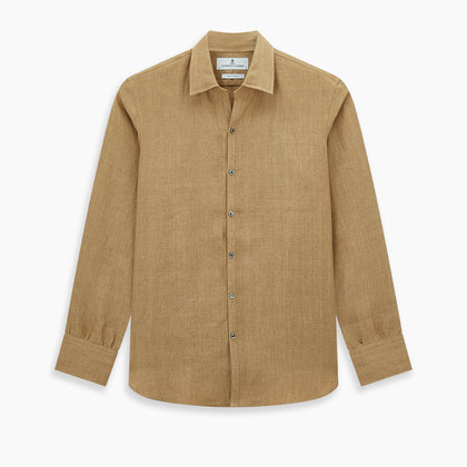 Camel Linen Windsor Shirt Image 8