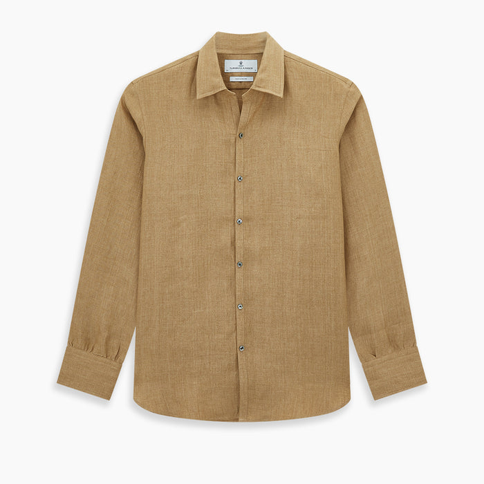 Camel Linen Windsor Shirt Image 8