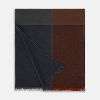 Brown and Navy Cashmere Scarf Image 2
