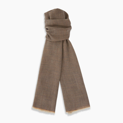 Camel and Grey Melange Cashmere Scarf Image 2