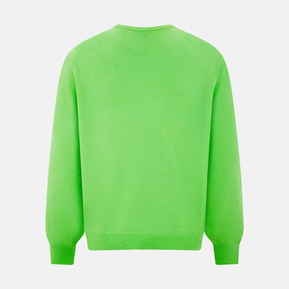 Bright Green Cashmere V-Neck Jumper Image 2