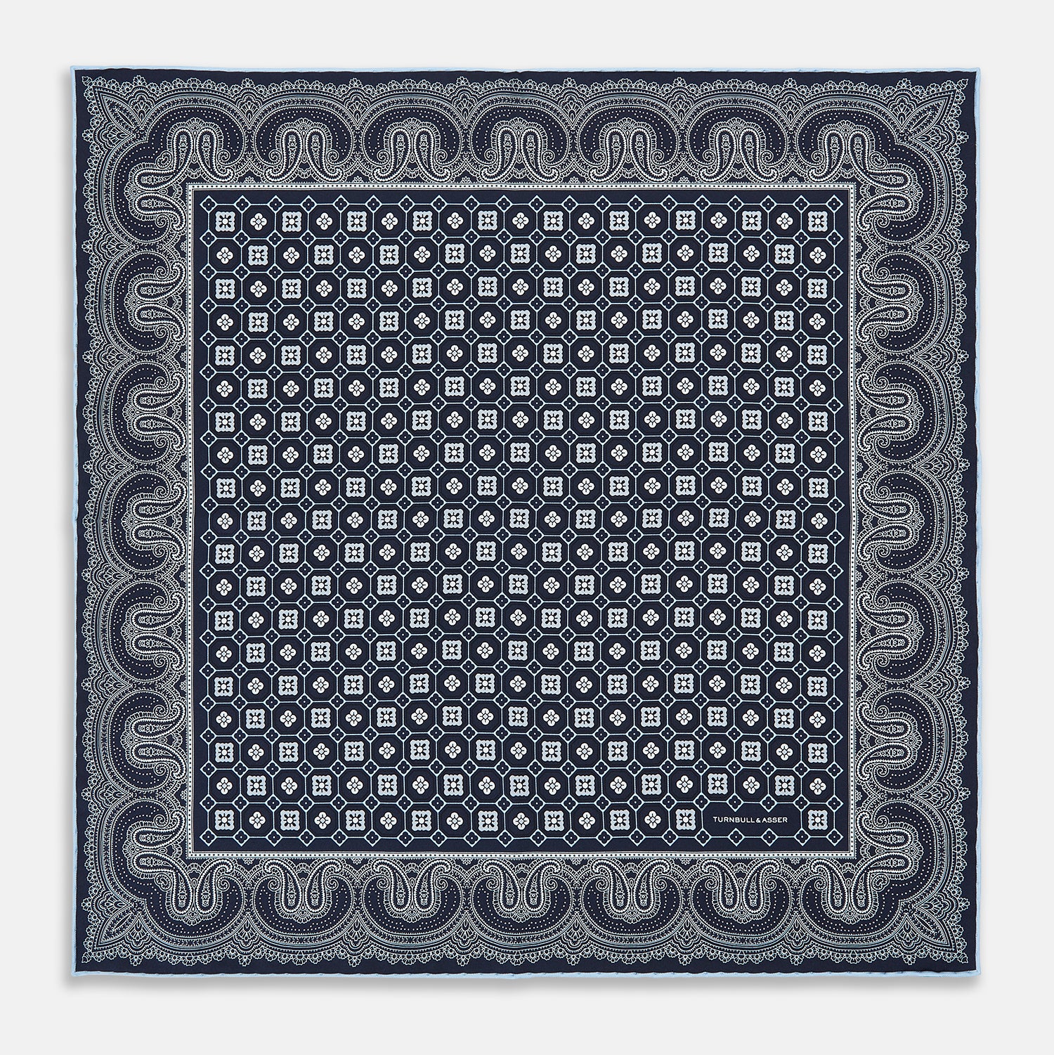Image 9 of product Navy Floral Tile and Paisley Silk Pocket Square