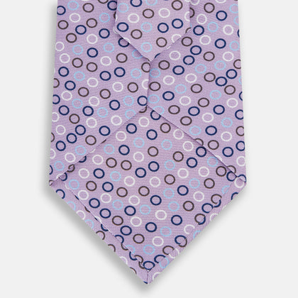 Multi-coloured Circle Lilac Silk Tie Image 2