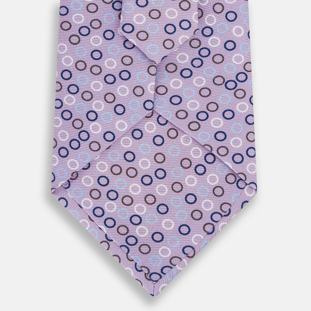 Multi-coloured Circle Lilac Silk Tie