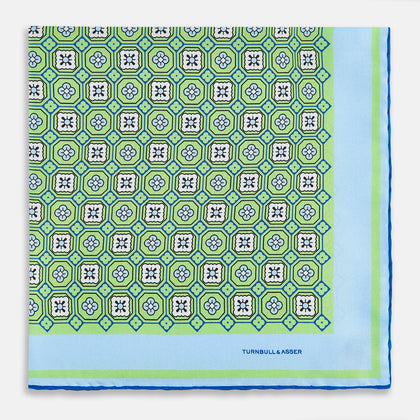 Fern Green Floral Tile Silk Pocket Square Image 7