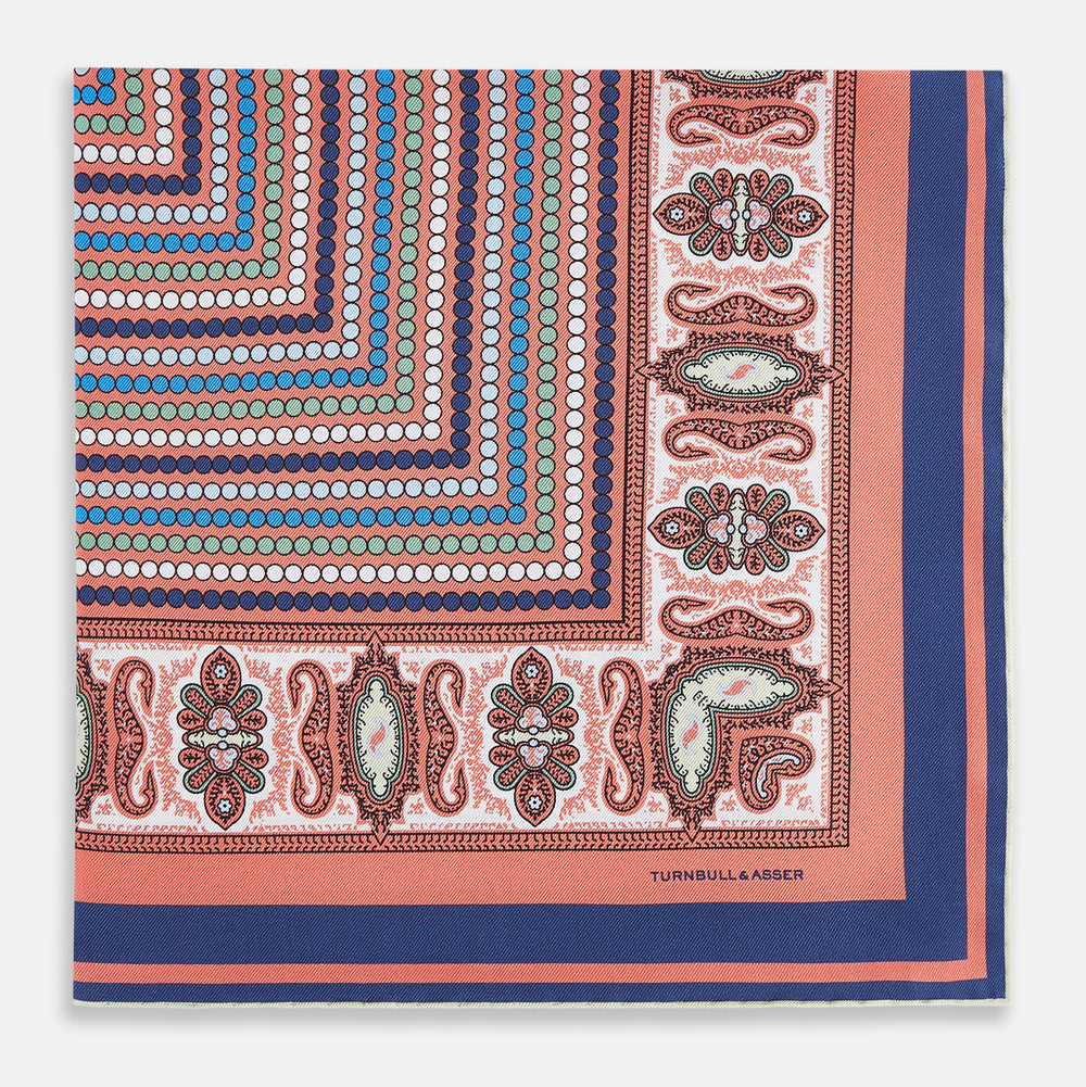 Orange Dots and Paisley Silk Pocket Square