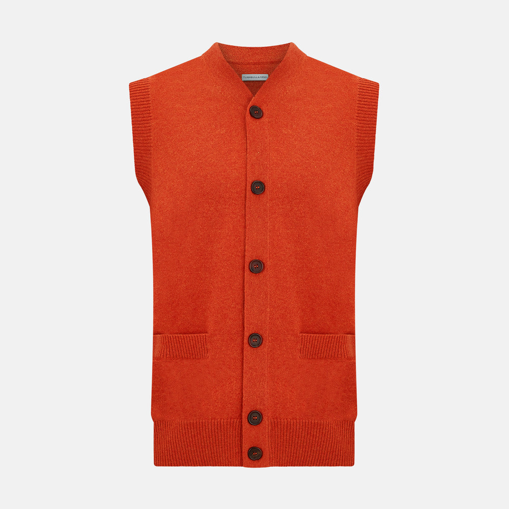 Orange sleeveless sweater hotsell