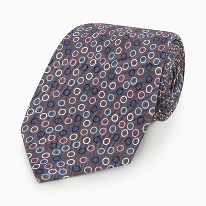 Purple and Blue Circle Ash Silk Tie Image 4