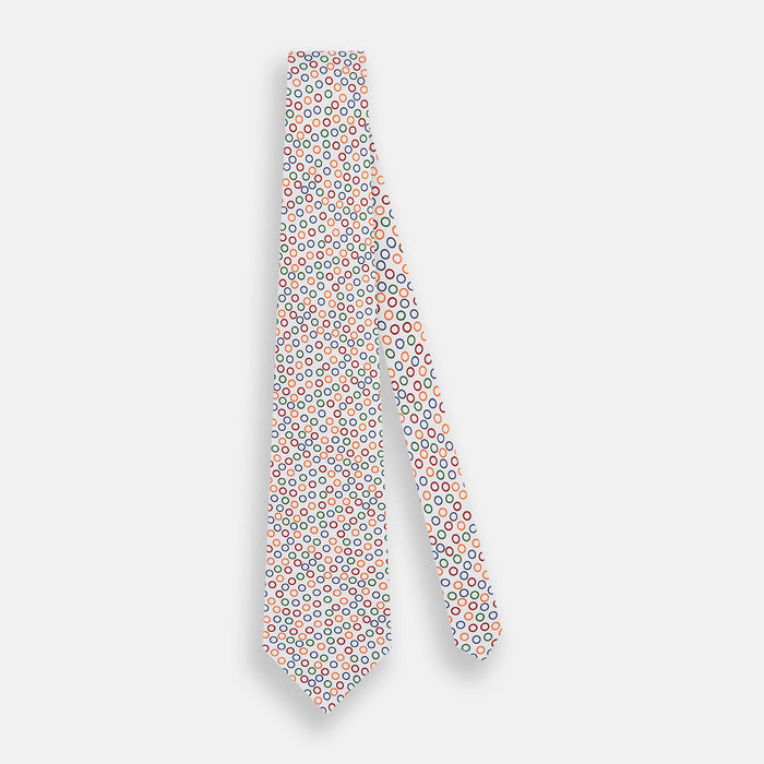 Confetti Circle White Silk Tie Image 1