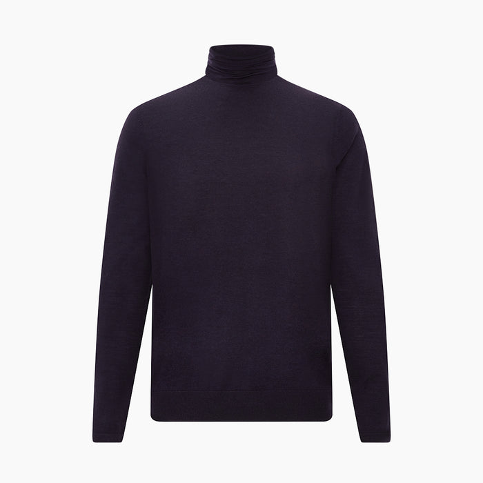Dark Purple Fine Merino High Neck Jumper Image 4