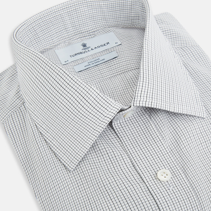 Midnight Blue Grid Check Mayfair Shirt Image 1
