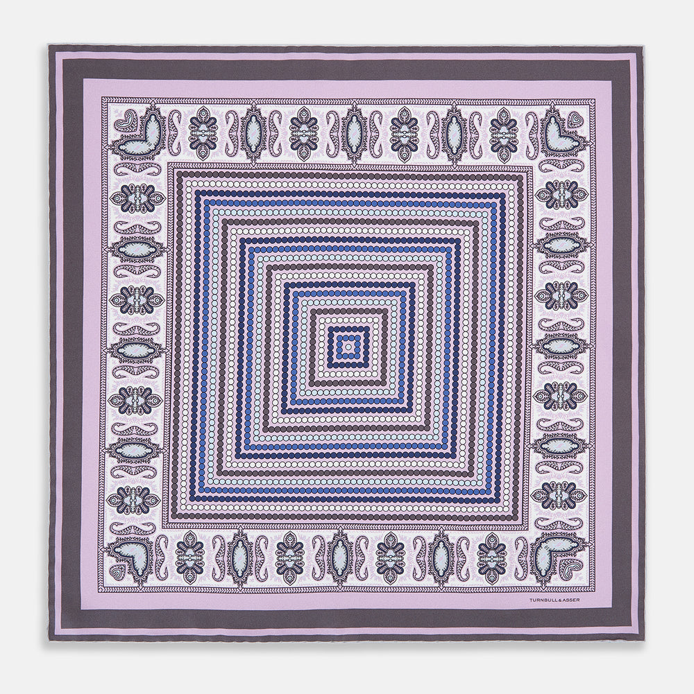 Lilac Dots and Paisley Silk Pocket Square