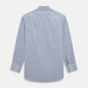 View 3 of product The Turnbull & Asser Pale Blue Micro Graph Check Mayfair Shirt features a small blue and white check pattern, classic T&A collar, white buttons, and buttoned cuffs. Presented on a plain white background.
